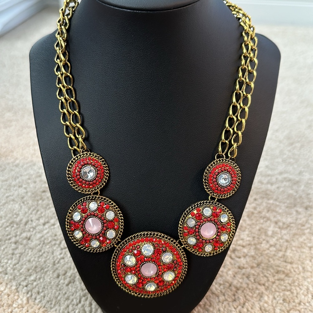 Morini red orange statement necklace